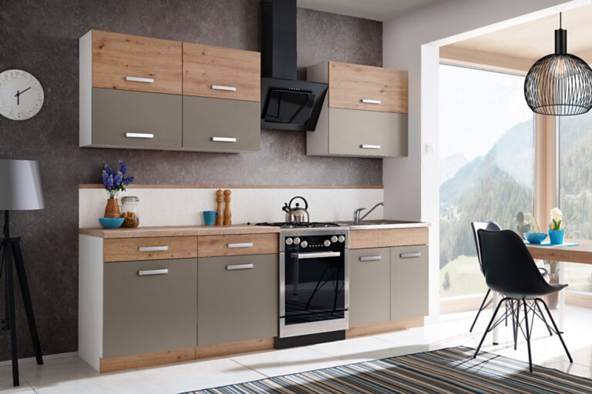 zestaw mebli kuchennych AVA dąb artisan / beż
