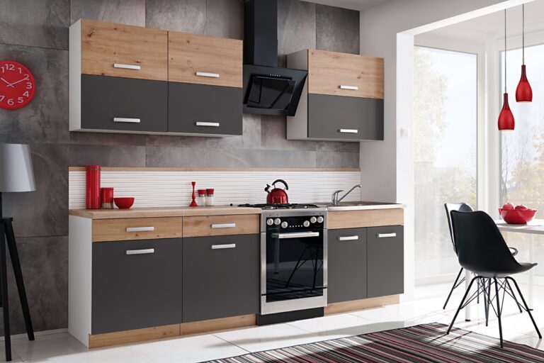 Zestaw mebli kuchennych AVA dąb artisan / biały / grafit