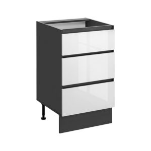 Szafka kuchenna stojaca 40 cm z 3 szufladami Dalia biale fronty szary korpus szuflady zamkniete Meble Okmed Demko