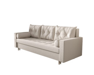 sofa Skandi Demko Home w stylu skandynawskim, elegancka sofa do salonu w jasnej tkaninie