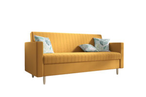 Sofa Melisa Demko Home – rozkładana sofa tapicerowana z pojemnikiem na pościel i eleganckim wykończeniem