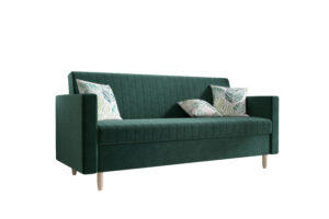 Sofa Melisa Demko Home – rozkładana sofa tapicerowana z pojemnikiem na pościel i eleganckim wykończeniem